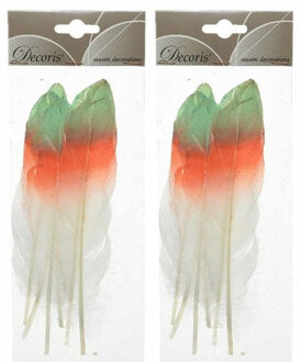 12x Groen/oranje/witte sierveren 18 cm decoraties