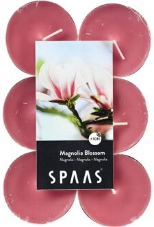 12x Grote maxi bloesemgeur/bloemengeur waxinelichten/theelichten Magnolia Blossom geur 10 branduren