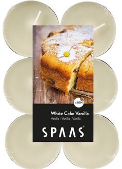 12x Grote maxi vanillegeur waxinelichten/theelichten White Cake Vanilla geur 10 branduren