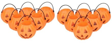 12x Halloween mini pompoen emmers 5 cm - Halloween decoratie/versiering/accessoires - Pompoen emmertjes