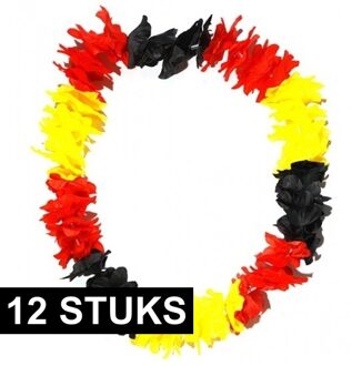 12x Hawaii krans Belgie - Hawaii kransen in Belgische kleuren 12 stuks