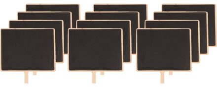 12x Houten memo krijtbordje met knijper 15 x 12 cm - Schoolbord knijpers van hout