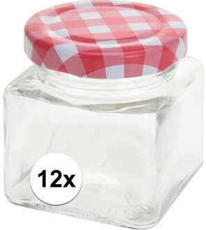 12x Jam potje met draaideksel 75 ml - Weckpotten Multikleur