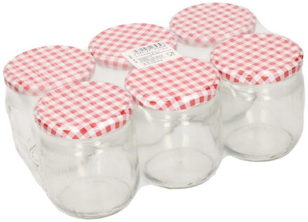 12x Jam potjes met rood/wit deksel 210 ml - Weckpotten Multikleur