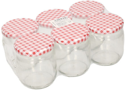 12x Jam potjes met rood/wit deksel 425 ml - Weckpotten Multikleur