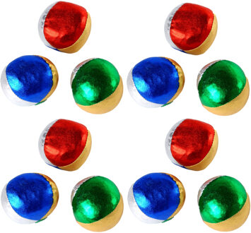 12x Jongleerballen - gekleurd metallic - 6 cm - jongleren - ballen gooien - speelgoed