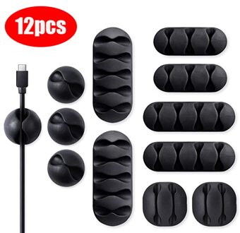 12x Kabel Koord Lijn Tie Fixer Organizer Charger Desktop Clip Draad Houder Multi-Gat Klem Afwerking Draad Vaststelling Apparaat