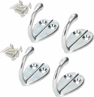 12x Kapstokhaakjes / garderobehaken metaal - woonaccessoires - kleding / jassen ophangen - muur kapstokken / garderobehaakjes