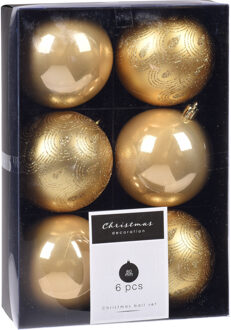 12x Kerstboomversiering luxe kunststof kerstballen goud 8 cm - Kerstbal Goudkleurig