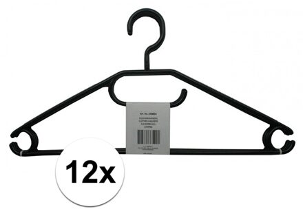 12x Kledinghanger zwart kunststof - Action products