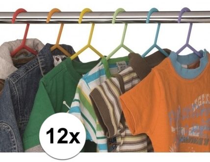 12x Kledinghangertjes voor kinderkleding - Kledinghangers Multikleur