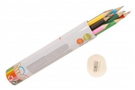 12x Kleurpotloden met puntenslijper Multi