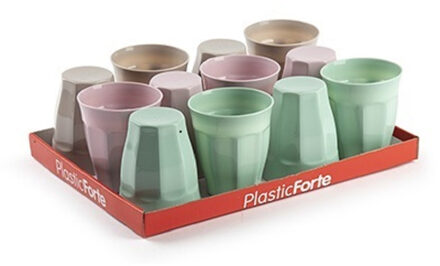 12x Kunststof drinkglazen gekleurd 250 ml - Drinkglazen Multikleur