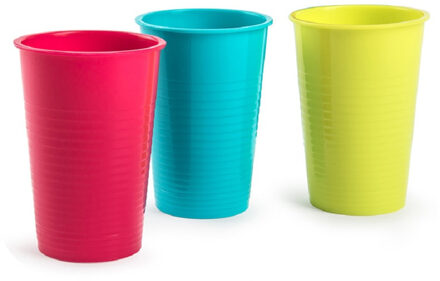 12x Kunststof drinkglazen gekleurd 360 ml - Drinkglazen Multikleur