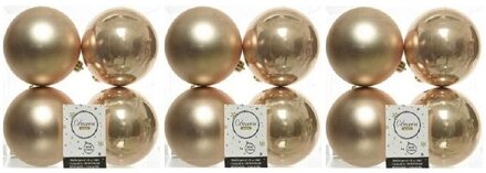 12x Kunststof kerstballen glanzend/mat donker parel/champagne 10 cm kerstboom versiering/decoratie - Kerstbal Champagnekleurig