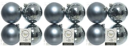 12x Kunststof kerstballen glanzend/mat grijsblauw 10 cm kerstboom versiering/decoratie - Kerstbal
