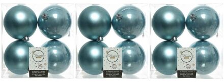 12x Kunststof kerstballen glanzend/mat ijsblauw 10 cm kerstboom versiering/decoratie - Kerstbal