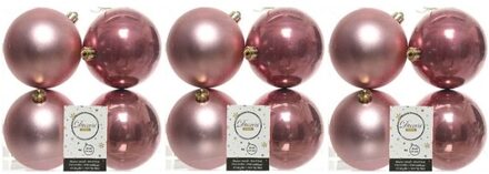 12x Kunststof kerstballen glanzend/mat oud roze 10 cm kerstboom versiering/decoratie - Kerstbal