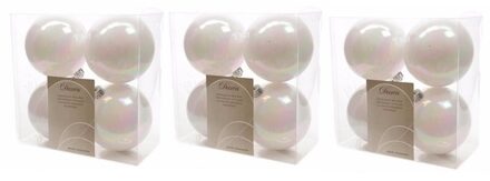 12x Kunststof kerstballen glanzend/mat Parelmoer wit 10 cm kerstboom versiering/decoratie - Kerstbal