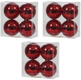 12x Kunststof kerstballen glanzend rood 12 cm kerstboom versiering/decoratie - Kerstbal