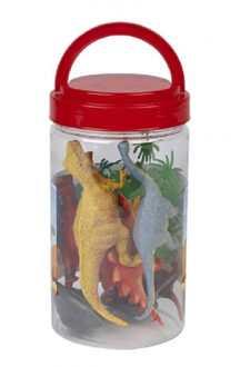 12x Kunststof speelgoed dinosaurussen in emmer - Action products