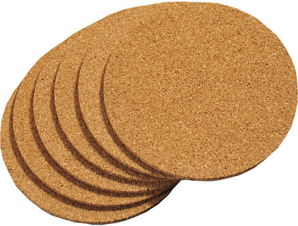 12x Kurken onderzetters 10 cm rond - Glazenonderzetters Bruin