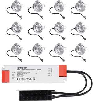 12x Lavanto - Mini LED spotjes 12V IP44 Grijs