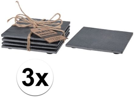 12x Leisteen glas onderzetters vierkant 10 cm - Action products