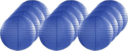 12x Luxe bol lampionnen donker blauw 25 cm
