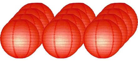 12x Luxe bol lampionnen rood 25 cm