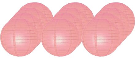 12x Luxe bol lampionnen roze 25 cm