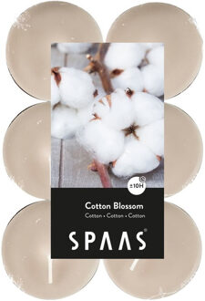 12x Maxi theelichten katoen bloesem geurkaarsen Cotton Blossom 10 branduren - geurkaarsen Beige