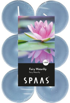 12x Maxi Theelichten Waterlelie Bloemen Geurkaarsen Fairy Waterlily 10 Branduren - Geurkaarsen Blauw