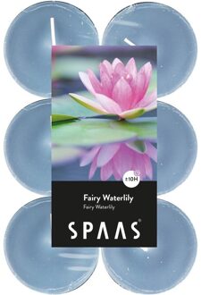 12x Maxi Theelichten Waterlelie Bloemen Geurkaarsen Fairy Waterlily 10 Branduren - Geurkaarsen Blauw