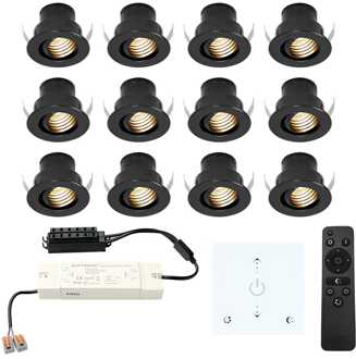12x Medina - Mini LED spotjes 12V IP44 Dimbaar via Zwart