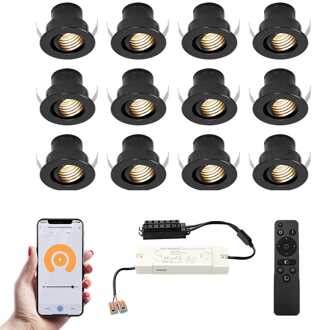 12x Medina - Mini LED spotjes 12V IP44 Zwart