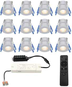 12x Milano - Mini LED spotjes 12V IP65 Dimbaar via Grijs