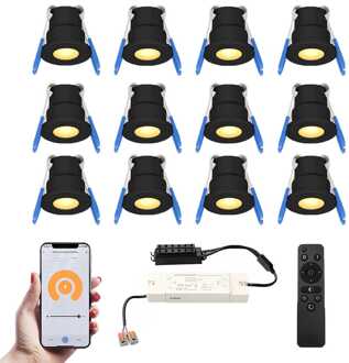 12x Milano - Mini LED spotjes 12V IP65 Zwart