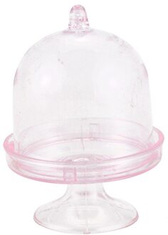 12x Mini Cake Stand Cupcake Box Wedding Party Plastic Bonbondoos roze