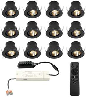 12x - Mini LED spotjes 12V IP44 Dimbaar via Zwart