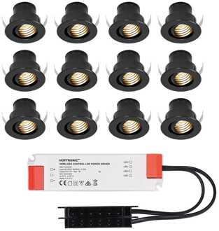 12x - Mini LED spotjes 12V IP44 Zwart