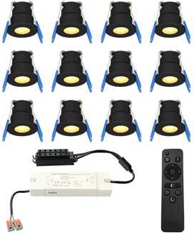 12x - Mini LED spotjes 12V IP65 Dimbaar via Zwart