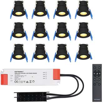 12x - Mini LED spotjes 12V IP65 Dimbaar via Zwart