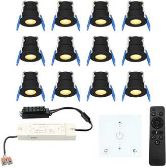 12x - Mini LED spotjes 12V IP65 Zwart