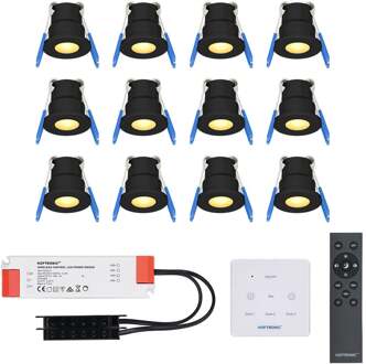 12x - Mini LED spotjes 12V IP65 Zwart