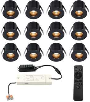 12x Olivia - Mini LED spotjes 12V IP44 Dimbaar via Zwart
