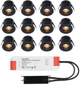 12x Olivia - Mini LED spotjes 12V IP44 Zwart