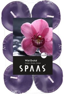 12x Orchidee bloemengeur waxinelichten/theelichten Wild Orchid geur 4,5 branduren