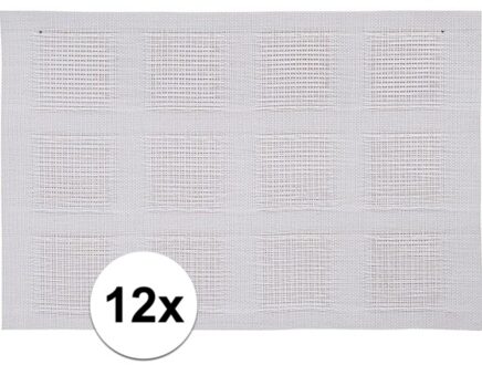 12x Placemats wit geweven/gevlochten 45 x 30 cm - Witte placemats/onderleggers tafeldecoratie - Tafel dekken