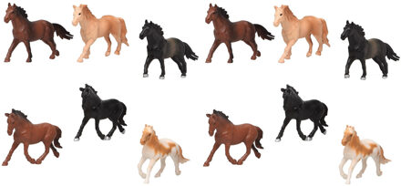 12x Plastic paarden speelgoed figuren 13,5 cm voor kinderen - Speelgoeddieren - Speelgoedfiguren - Dieren speelset paardjes